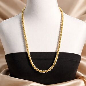Vintage Signed Trifari Gold & Faux Pearl Twist Necklace